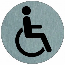 ALU info plate ф 75 мм "DISABLED TOILETS"